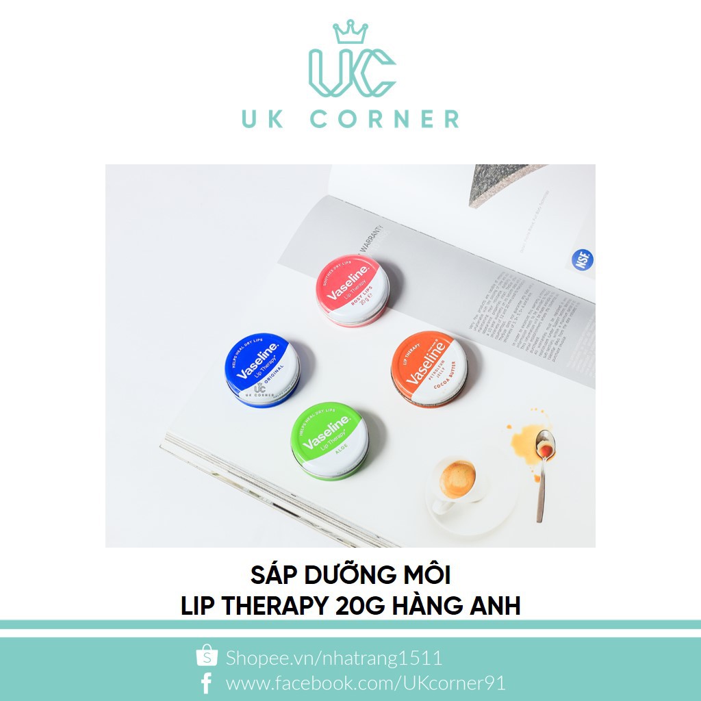 Sáp dưỡng môi Vaseline Lip Therapy 20g hàng Anh (UK)