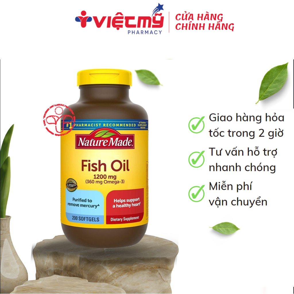 Dầu cá Nature Made Fish Oil Omega 3 1200mg hộp 200 viên SP000030