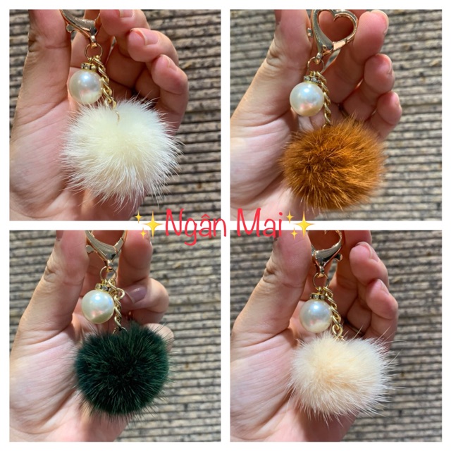 Móc/Charm bông lông thỏ loại 1 siêu mịn,siêu xinh