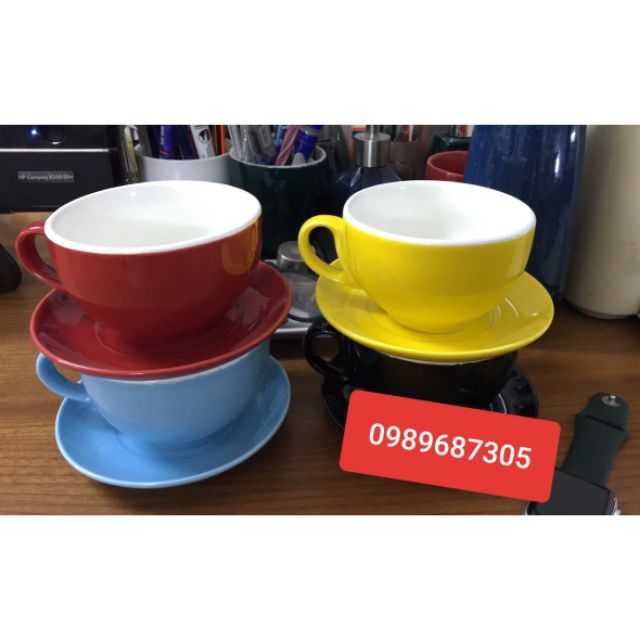 Bộ cốc cafe capuchino màu 220ml kèm đĩa