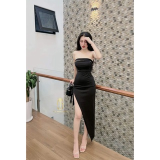 đầm body cúp ngực xẻ đùi thun lụa