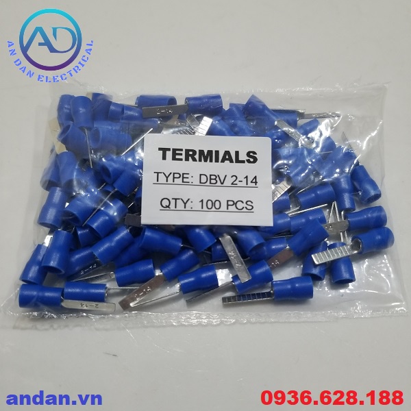 Đầu cốt pin dẹt DBV 1.25-14, DBV 2-14, DBV 5.5-14 cosse kim dẹt bọc nhựa, cốt bấm dây điện DBV1.25-14 DBV2-14 DBV5.5-14