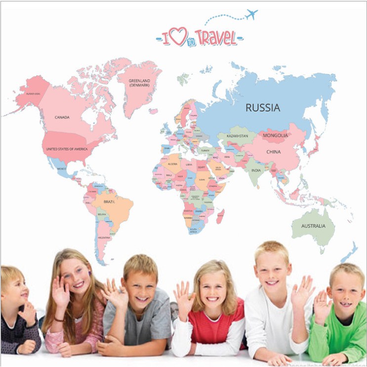Decal dán trang trí nhà cửa I love travel đủ màu - decal cao cấp AMYSHOP