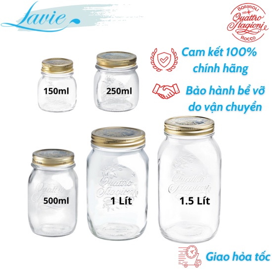 Hũ thủy tinh nắp vặn Quattro Invetro (Bormioli Rocco)