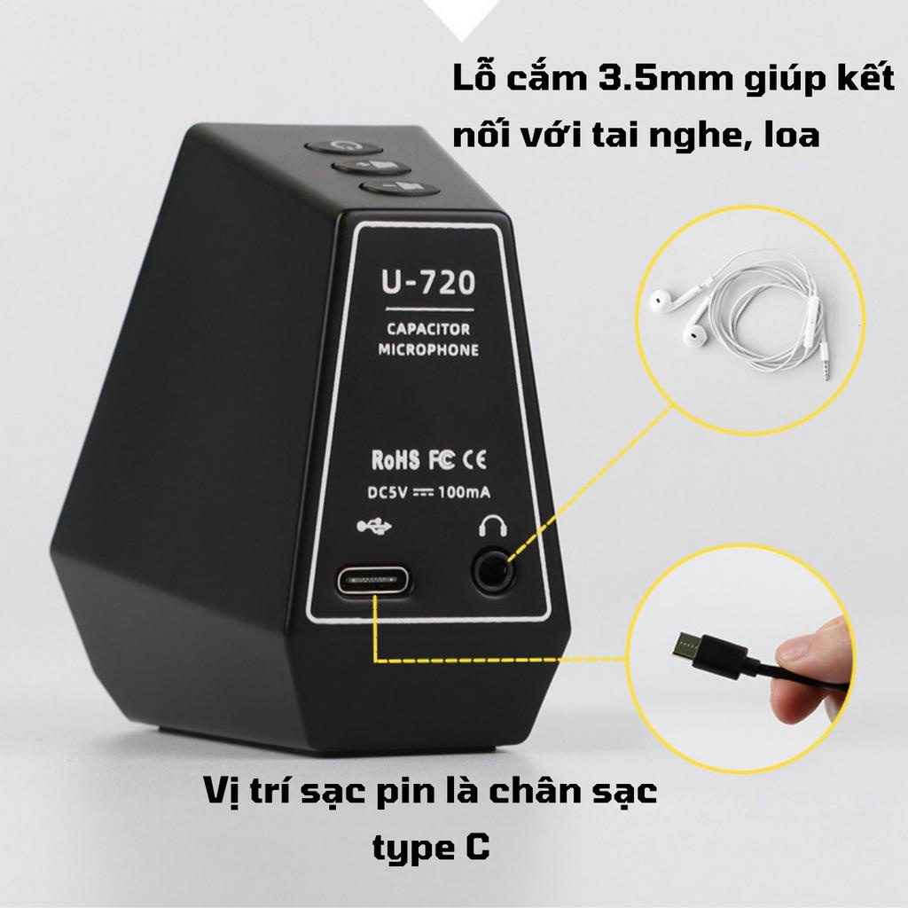 Micro Máy Tính Mic Thu Âm USB PC Gaming RGB U720