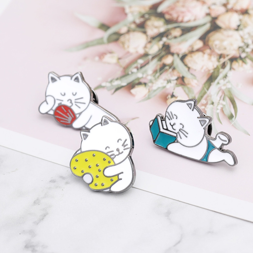 YOML✔Cartoon Cute Sleeping Cat Enamel Brooch Pin Badge Clothes Decor Jewelry Gift