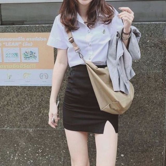 Chân váy ulzzang xẻ 1 bên chân váy xẻ có màu trắng bigsize có size đại | BigBuy360 - bigbuy360.vn