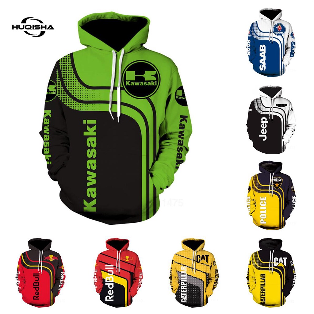 KAWASAKI Áo Hoodie In Hình Logo Kỹ Thuật Số 3D Kỹ Thuật Số Thể Thao Thời Trang Mới Phong Cách Harajuku Dành Cho Nam