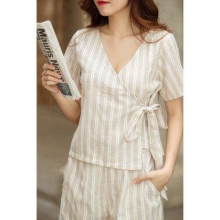 Set linen kẻ sọc