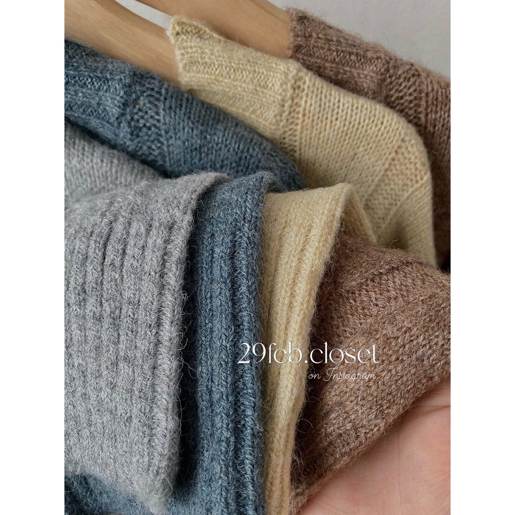 29feb.closet Áo len thừng cổ tròn phong cách Hàn Quốc chất len ấm áp dày dặn, áo len mặc đôi nam nữ - AOLEN031