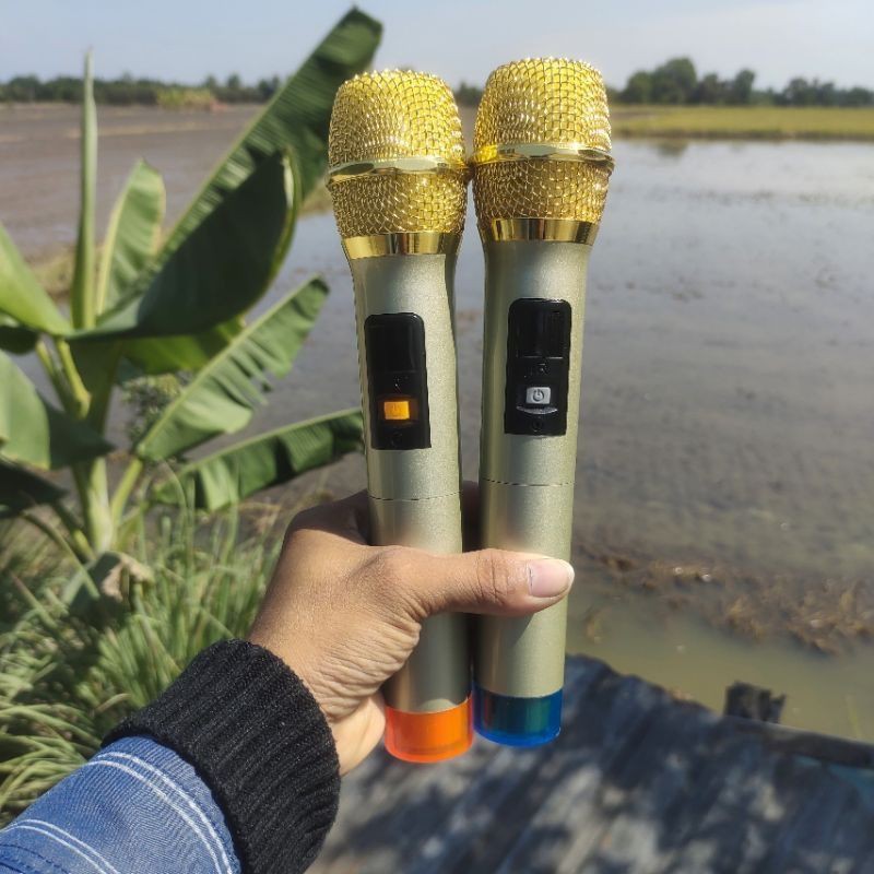 Micro UHF Kim Loại Cao Cấp Sang Trọng Nhẹ Hát Dùng Cho Mọi Loa Kéo - Mic Karaoke Set Được Tần Số