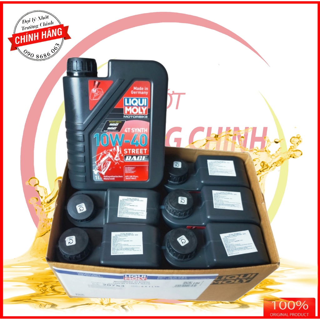 Thùng 6 bình Nhớt tổng hợp Liqui Moly Street Race 10W40 dành cho xe số, tay côn