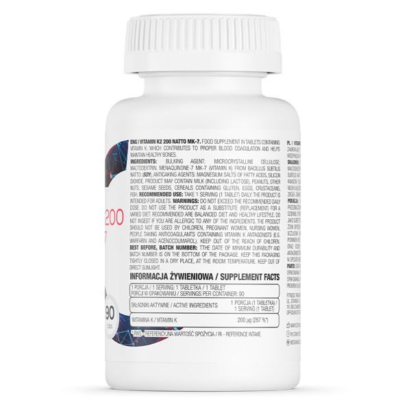 OSTROVIT VITAMIN K2 MK7 NATTO - VIÊN UỐNG VITAMIN K2 HÀM LƯỢNG CAO 200mcg (90 VIÊN)