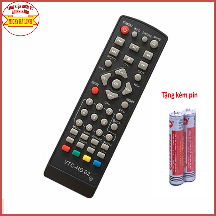 Điều khiển đa năng Đầu kỹ thuật số, Remote HD02 đa năng xài chung cho tất cả đầu thu kỹ thuật số vệ tịn và DVB T2