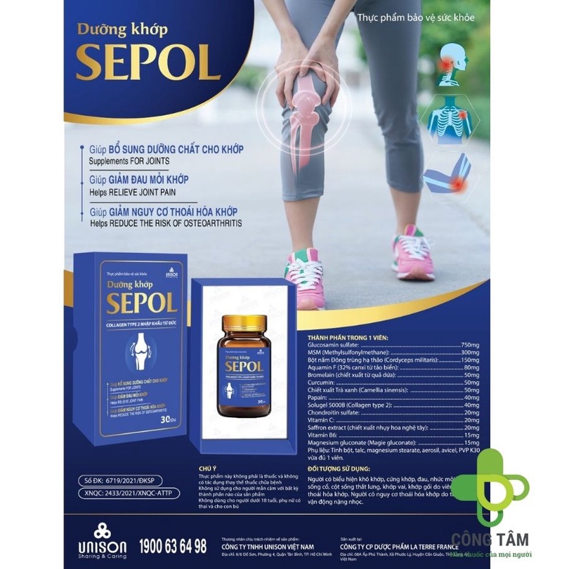 Viên uống dưỡng khớp Sepol - Hộp 30 viên