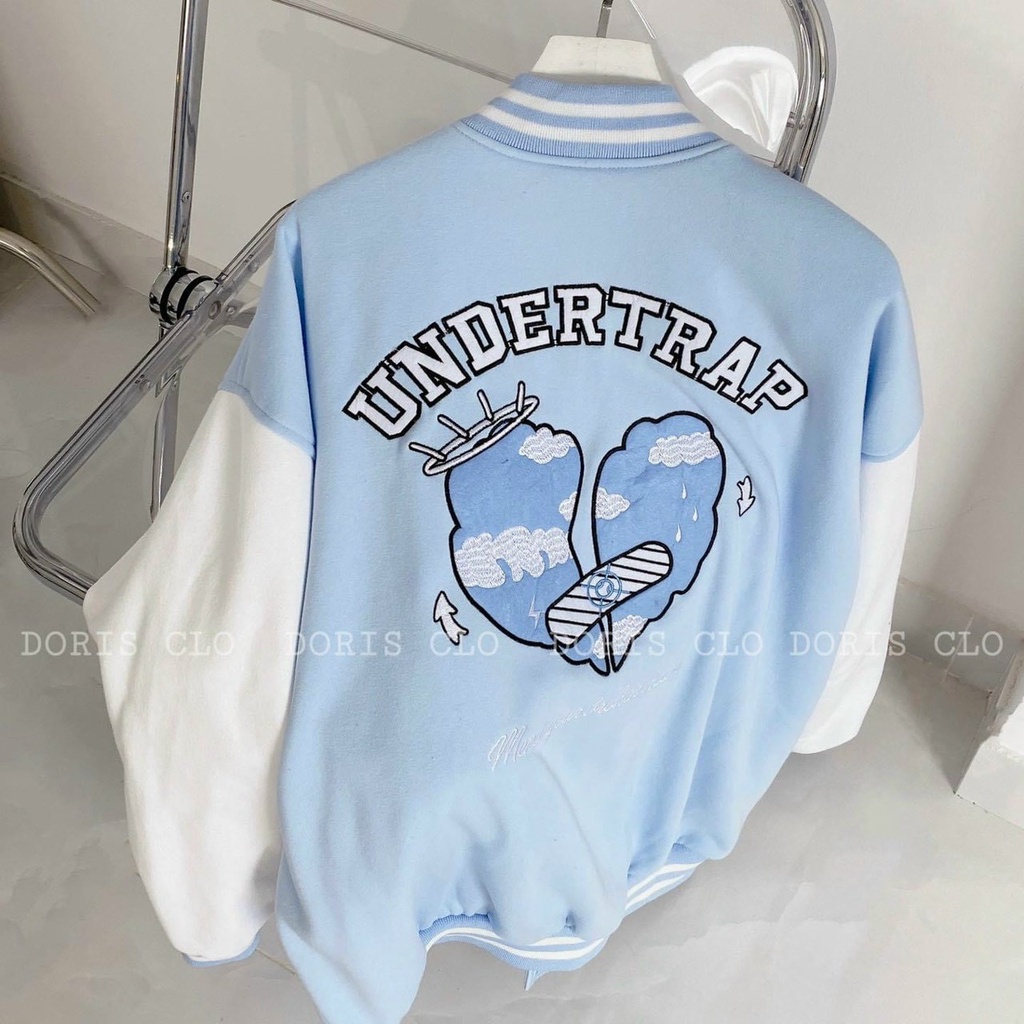 Áo Khoác Cardigan Bomber Undertrap, Logo Thêu Trước Sau Phối Nút Bấm Phong Cách Dễ Thương Siêu Đáng Yêu