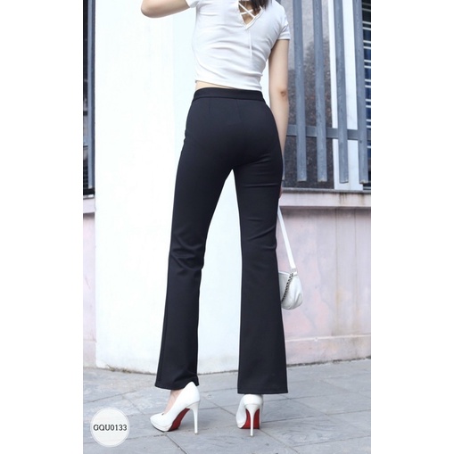 Quần ống loe chất vải Umi Hàn mặc mùa hè co giãn 4 chiều, chất đanh  đủ size 43-65kg
