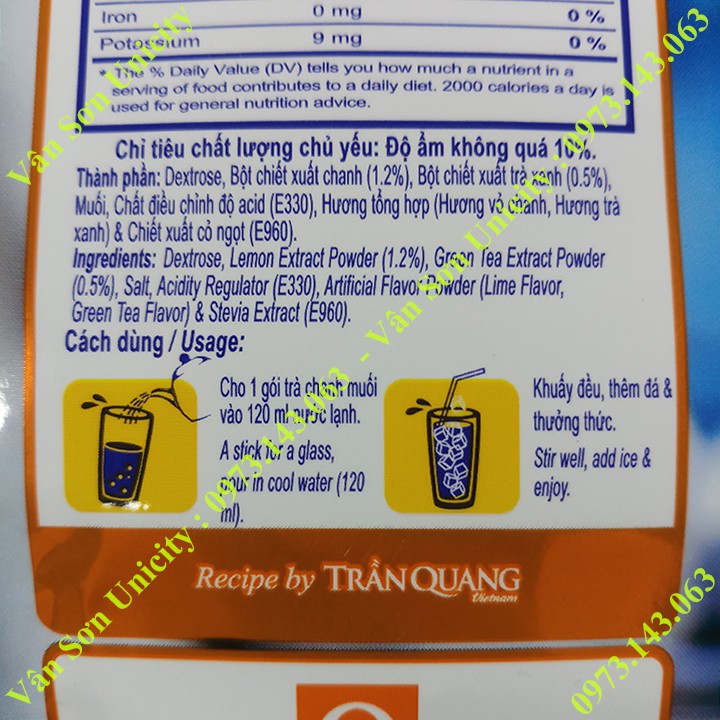 Trà Chanh Muối Trần Quang bịch 336g (24 gói dài * 14g)