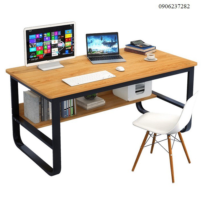 Bàn làm việc 2 tầng chân U dày 120x60x73cm