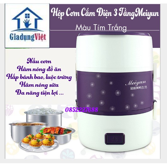 Hộp cơm Thủy Điện 3 Ngăn Meiyun Nội Địa Trung - Bảo hành 3 Tháng