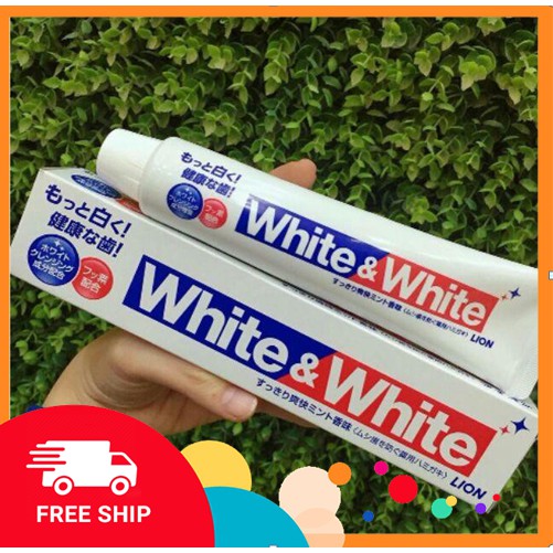 Kem đánh răng White &amp; White [FREE SHIP] chuẩn nội địa nhật, ảnh thật, làm trắng răng bản full size 150g mẫu mơi