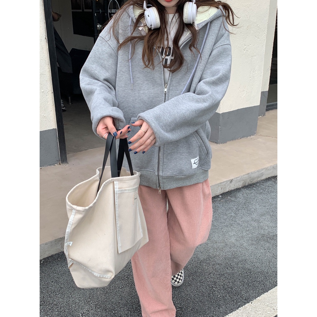 Áo khoác hoodie tay dài dáng rộng thời trang 46457
