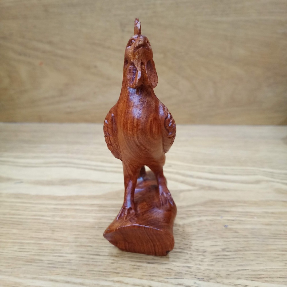 Tượng gà gỗ hương cao 12 cm