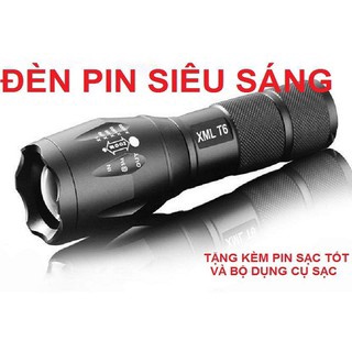 Full hộp đèn pin siêu sáng ultrafire led cree xml t6 cao cấp chống nước, pin có thể sạc lại