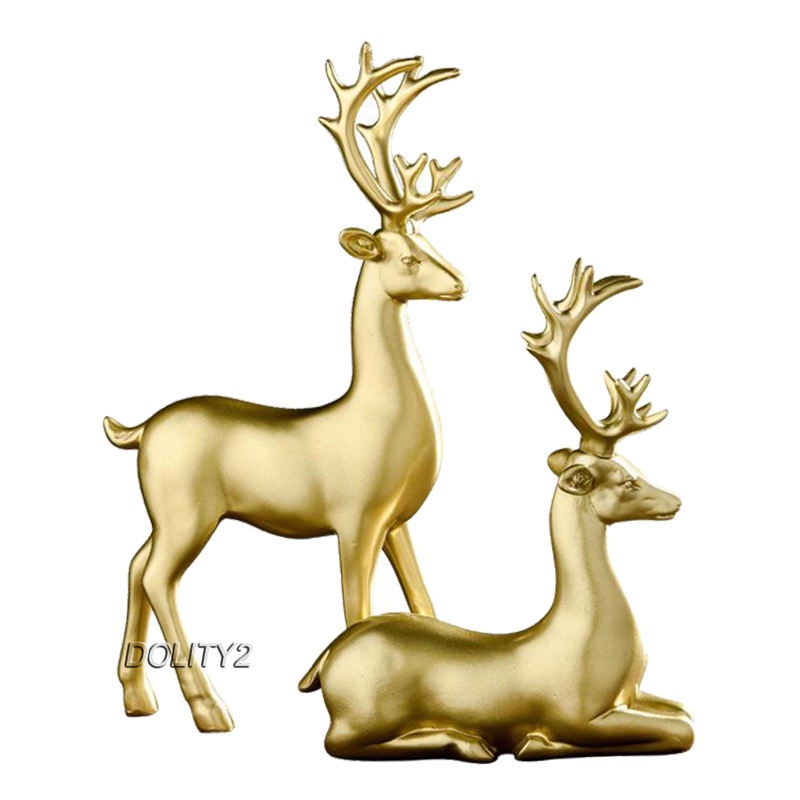 Tượng nai sừng tấm bằng nhựa resin màu vàng bắt mắt dùng trang trí độc đáo