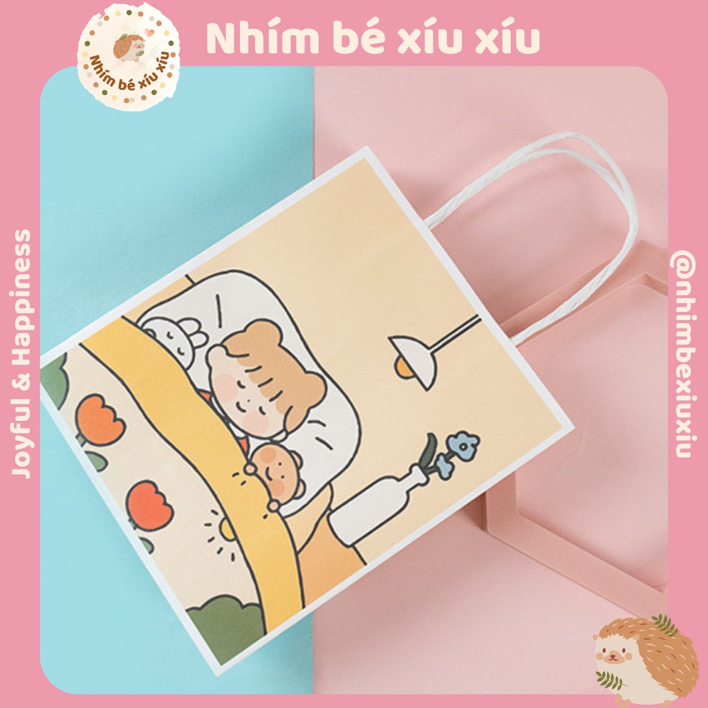 Túi giấy đựng quà tặng có quai xách Mira Girl/Gấu Thỏ 18*21*8 cm VT54 | BigBuy360 - bigbuy360.vn
