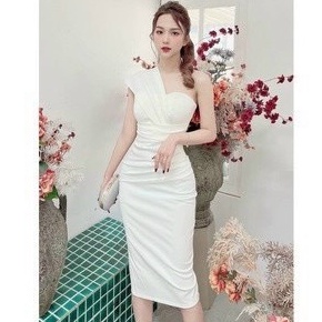 Đầm váy nữ body lệch vai có kèm mút dễ thương thời trang nữ mùa hè