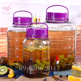 Bình Ngâm Rượu Thủy Tinh có Quai Xách Nắp Tím