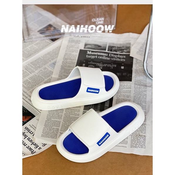 Dép Ulzzang LOẠI 1 - Dép quai ngang nam nữ cao su phối trắng xanh đen chuẩn hàng