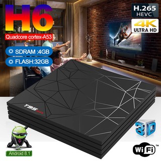 Thiết bị chuyển đổi TV thường thành smart TV Android 8.1 TV Box H6 chip 4GB 32GB KODI 18.2g đầu cắm EU