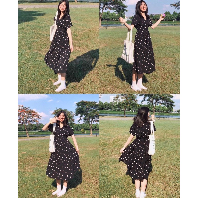 Đầm Maxi Hoa Cúc Đắp Chéo