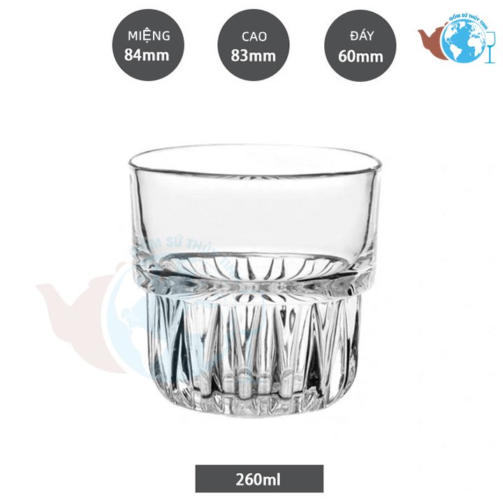 Ly Thủy Tinh cao cấp TarQ Rock 260ml, ly uống cafe sang trọng - LY1508