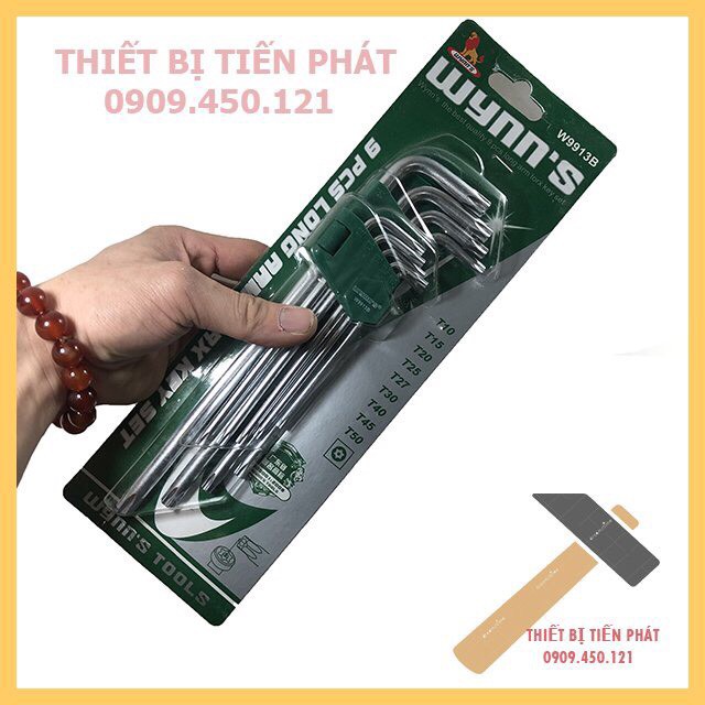 Bộ Lục Giác Bông Wynn's 9 Đầu Loại Dài Cao Cấp Hệ Mét Thép CR-V (Chính Hãng)