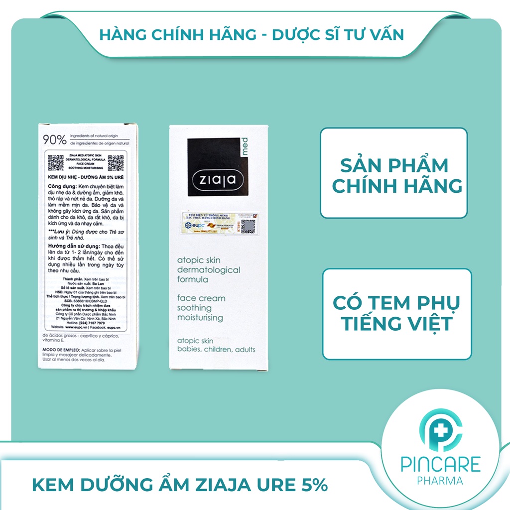 Kem dưỡng ẩm Ziaja URE 5% 50ml - Hàng chính hãng - Nhà thuốc Pincare