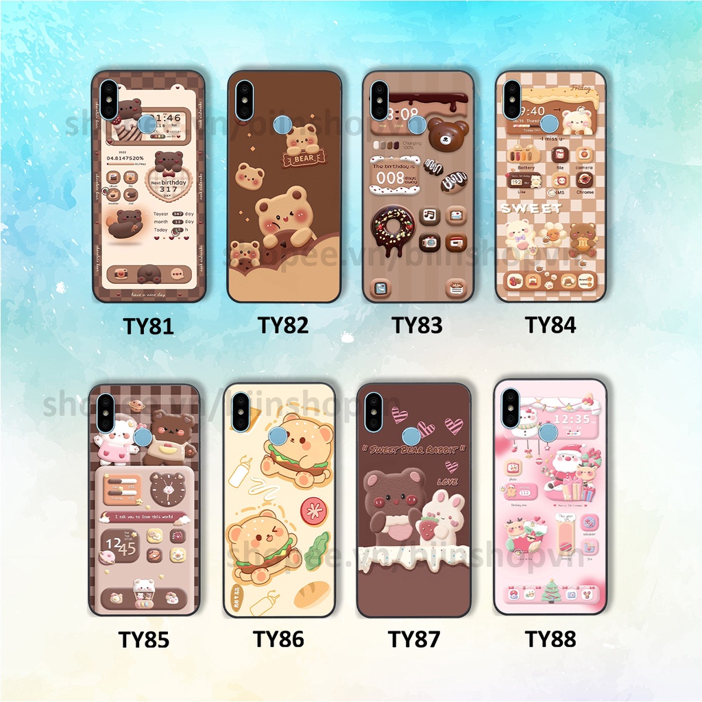 Ốp Xiaomi Redmi 6 Pro / Mi A2 Lite in hình gấu chocolate kẹo ngọt siêu đẹp siêu xinh