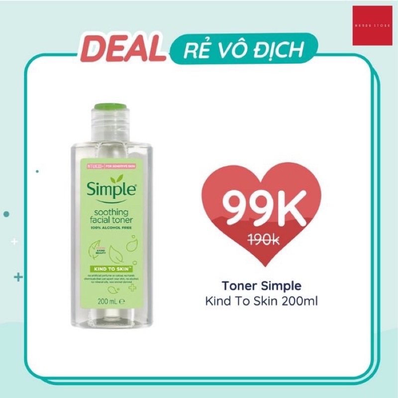 Nước Hoa Hồng Soothing Facial Toner Simple cân bằng ẩm cho da 200ml