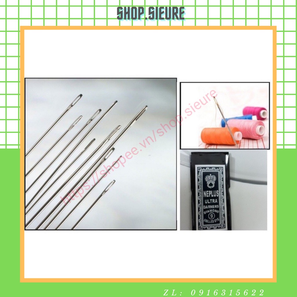 Set 12 kim khâu tay số 8 lỗ to không cong khi khâu