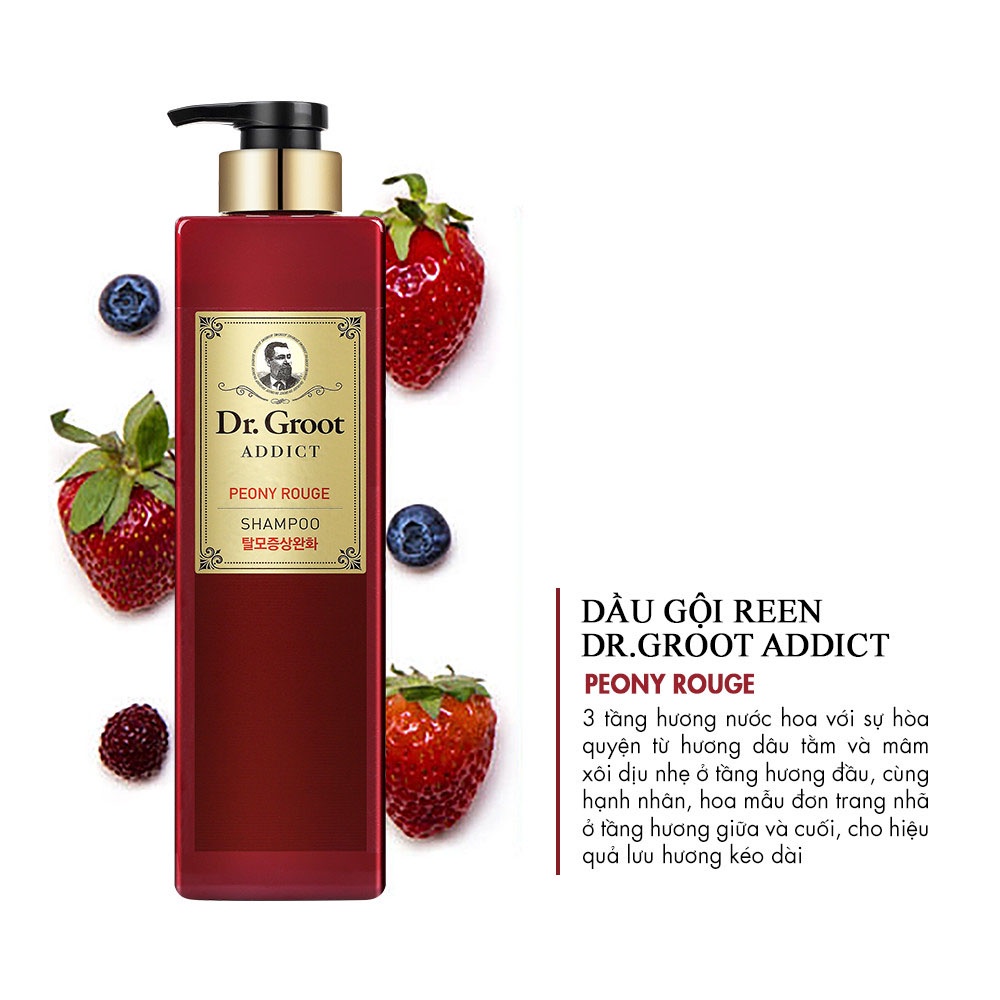 Dầu Gội Reen Dr. Groot Addict Chăm Sóc Da Đầu Và Ngăn Tóc Gãy Rụng Hương Peony Rouge 385ml