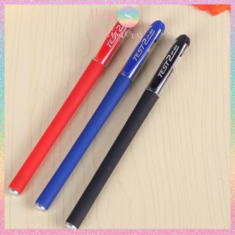[HOTIS] Combo 10 bút gel vỏ màu lì viết êm không lem - Ngòi 0.38mm/ 0.5mm - Mực Xanh/ Đen/ Đỏ