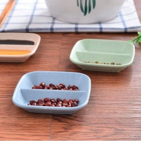 [ RẺ VÔ ĐỊCH ] Đĩa Gia Vị 2 Ngăn Nhựa Lúa Mạch Cao Cấp