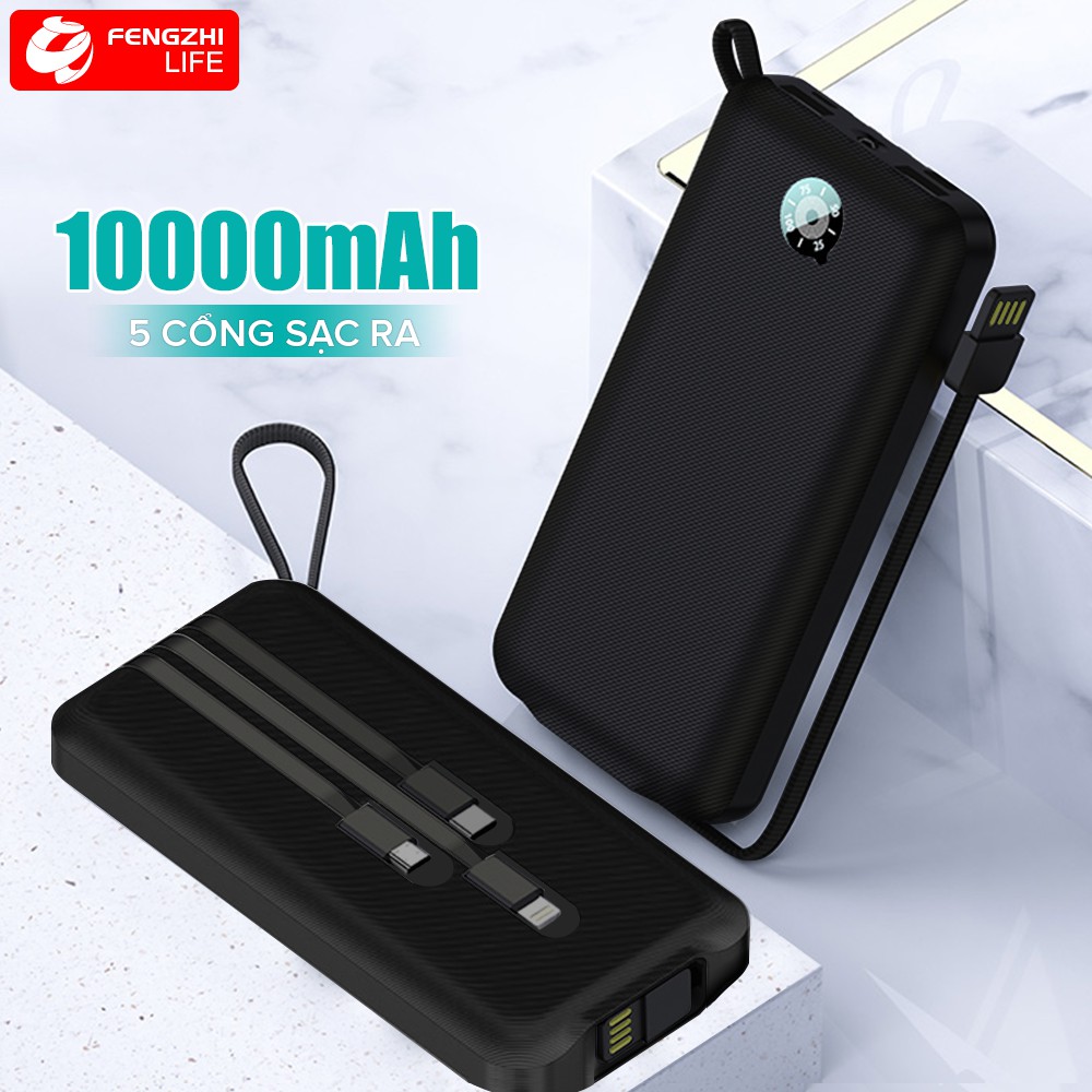 Sạc dự phòng FENGZHI PG101 10000mAh đèn pin và USB 2 mặt cho iPhone Samsung OPPO VIVO HUAWEI XIAOMI