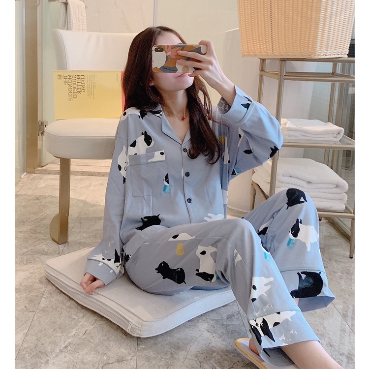 Đồ Bộ Nữ Pijama Mặc Nhà, Bộ Ngủ Dài Tay Thu Đông Chất Cotton Sợi Tơ Sữa Có Bigsize Béo Gầy Bầu Bí Mặc Thoải Mái