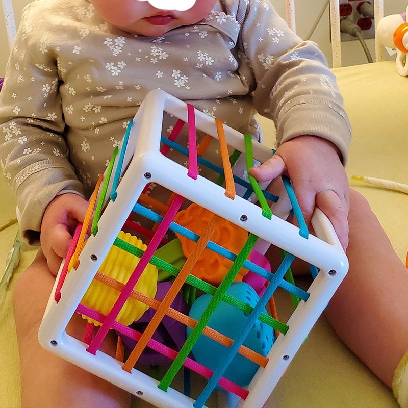 Đồ chơi giáo dục Montessori hộp đan dây cho trẻ sơ sinh đến 12th tuổi, hộp xúc giác rèn luyện giác quan cho bé nhỏ
