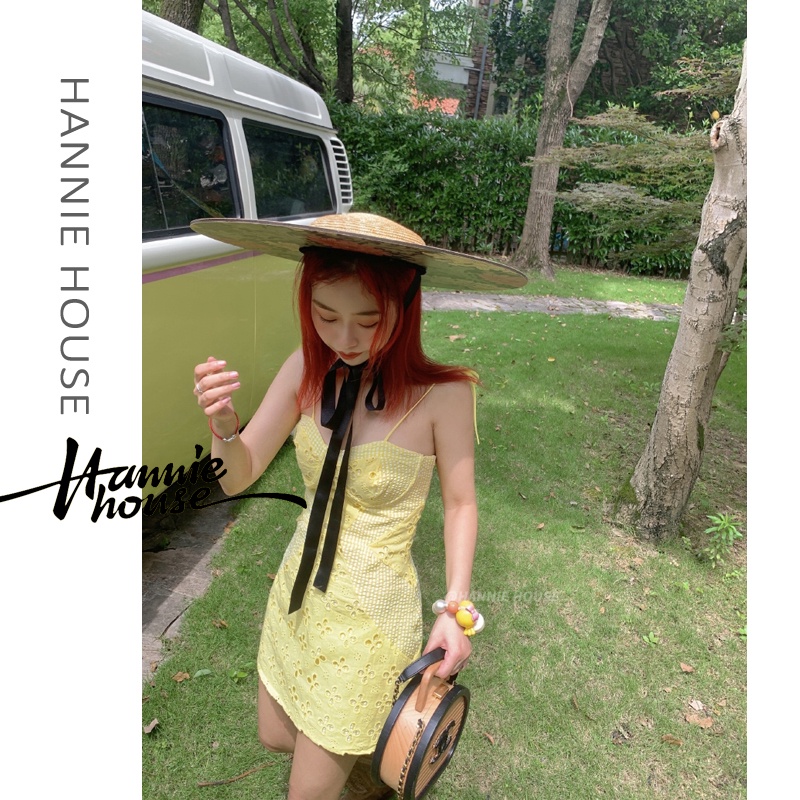 Hannie-đầm Ôm Dáng Buộc Dây Ghép Vải Hoa Mùa Hè Ghép Nối Cắt Ghép Cho Nữ