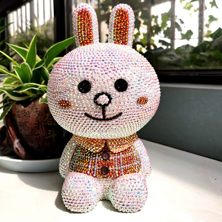 Gấu đính đá handmade gấu nâu thỏ trắng, gấu brown thỏ cony line friends đính đá, tiết kiệm đáng yêu