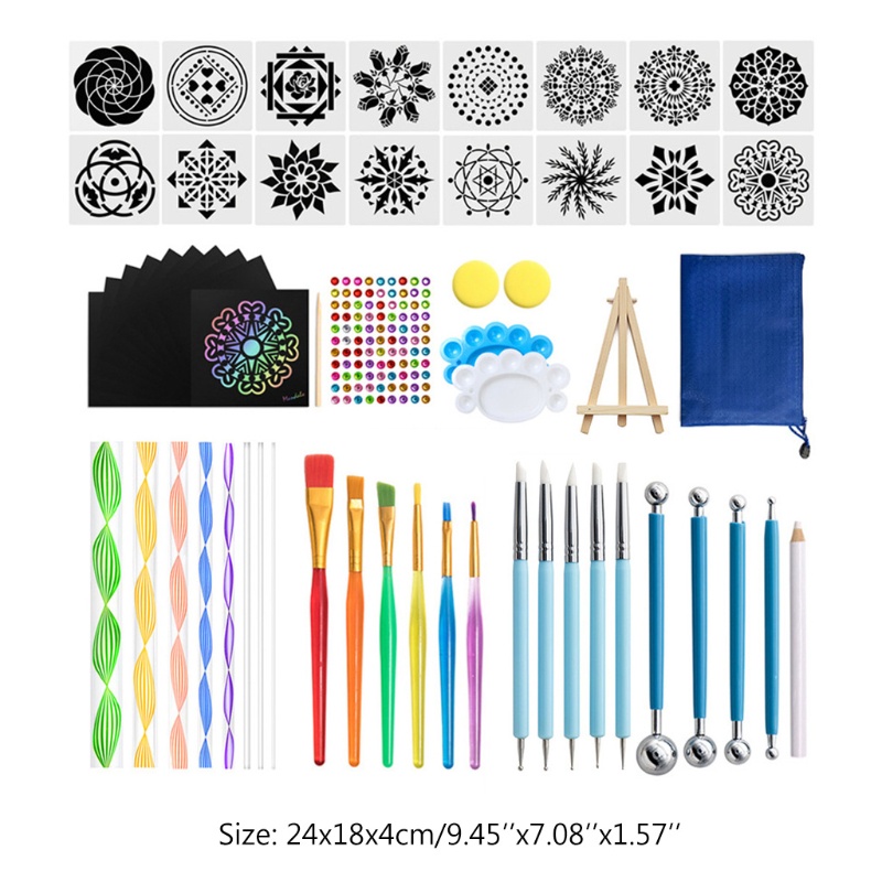 Set 58 Khuôn Họa Tiết Mandala Kèm Khay Các Tông Màu